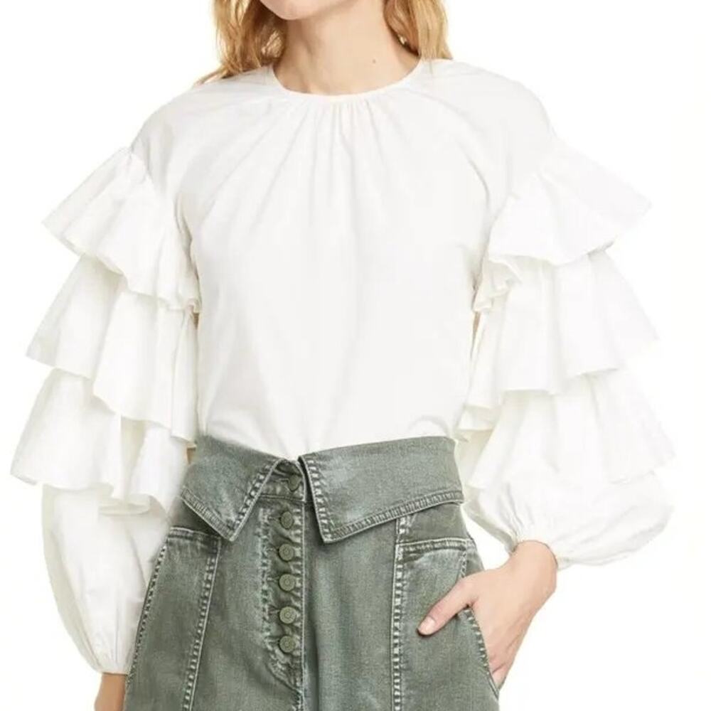 Ulla Johnson Exaggerated Ruffle Long Sleeve Blouse